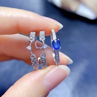 Natural Sapphire Stackable Two Ways Wearing Ring 925 Sterling Silver Hypoallergenic Engagement Party Gift Factory Wholesale