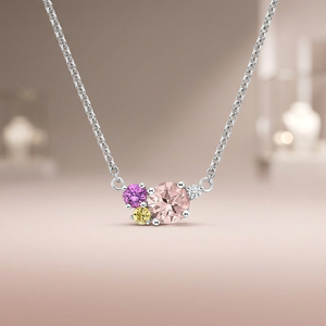 Collier pendentif en argent 925 avec morganite rose, violette et jaune, serti de griffes, chaîne en boîte, bijoux minimalistes pour femmes - Product Image 3