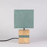 Diseño Original de caucho cuadrado de base de madera lámpara de mesa de color de la tela
