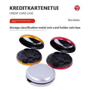 Porte-monnaie rond portable <span class=keywords><strong>en</strong></span> alliage d'aluminium avec miroir pour le voyage, étui <span class=keywords><strong>de</strong></span> rangement pour pièces <span class=keywords><strong>de</strong></span> monnaie <span class=keywords><strong>en</strong></span> euros - Product Image 5