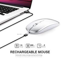 Inpic Mouse Gaming tanpa kabel, Mouse Gaming 1600 DPI tenang dapat diisi ulang untuk komputer Laptop dll baterai 500mAh