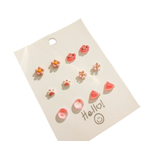S925 argent aiguille couleur bonbon mignon coeur fleur boucles d'oreilles bijoux délicat résine boucles d'oreilles ensemble pour femmes filles