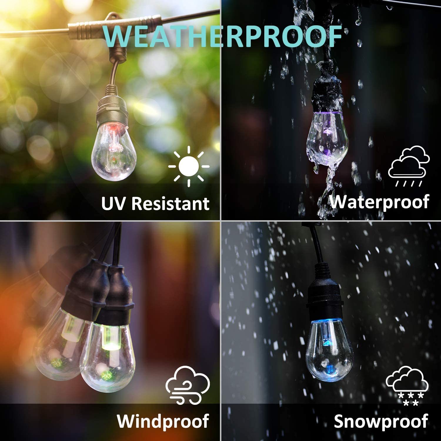 Smart LED Outdoor String Lights RGB Patio Lights WiFi & App Control RGBW Color Changing IP65 Waterproof Lamp · image 3