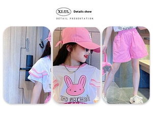 2025 Girls' Casual Two-Piece Set New <strong>Children's</strong> Bunny Pattern <strong>Clothes</strong> Autumn/Summer Spring Collection Made From Worsted Fabric - Product Image 4