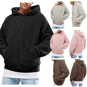 Sweat à capuche pour hommes en polaire bon marché de haute qualité de couleurs différentes personnalisées pull-over vêtements de sports d'hiver surdimensionnés avec cordon de serrage sweats à capuche pour hommes - Product Image 2