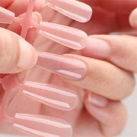 Faux ongles artificiels en forme de cercueil, naturels, longs, à pression complète, look quotidien, capsule gel x, couleur, faux ongles, fournisseurs de conseils