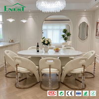 Table à manger ovale moderne et minimaliste avec plateau en marbre, 6/8 chaises design, mobilier de restaurant, personnalisation complète pour villa