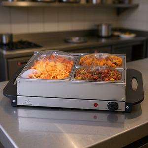 Silver Electric <b>Buffet</b> <b>Server</b> 14 X 14 Inch Portable Stainless Steel Chafing Dish With Temp Control Model D0100HAM7XY - Product Image 3