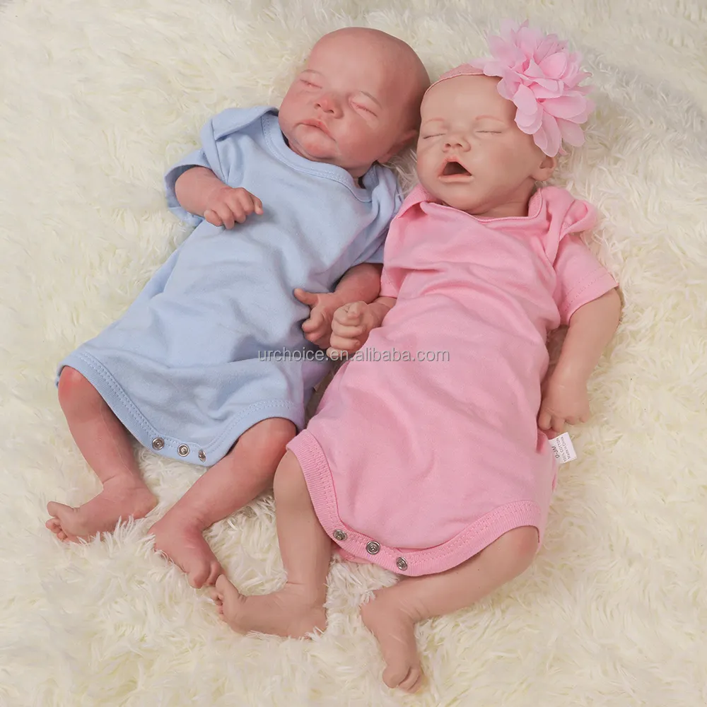 18Inch Twins Silicone Reborn Baby Doll Waterproof Lifelike Full Body Silicone Soft Visible Veins Bebe Doll Newborn Girl Boy Gift
