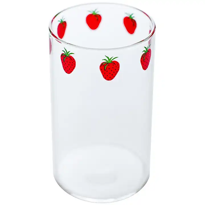 Kawaii Strawberry Glass Mug With Straw Creative High Temperature Resistance  Clear Glass Water Cup Household Milk Juice Cups