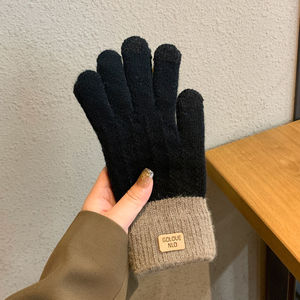ถุงมือผ้าขนสัตว์ถักสำหรับฤดูหนาวของผู้หญิง ถุงมือกันลมอุ่นสำหรับขี่จักรยานกลางแจ้งที่รองรับหน้าจอสัมผัส - Product Image 3
