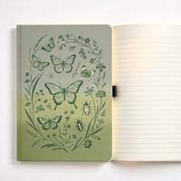 Carnet personnalisé à couverture rigide en PU avec motif papillon, élastique et pages pointillées – Idéal comme cadeau de papeterie