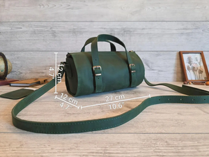 Vintage Leather Barrel Bag for Women <b>Small</b> Retro Crossbody <b>Purse</b> Handmade Shoulder Handbag Personalized Gift for Her - Product Image 4