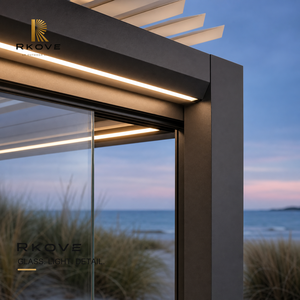 Pérgola de Aluminio Motorizada para Exteriores RKOVE RK-S2 5x8m, Personalizable, con Paneles de Vidrio y LED, para Terrazas de Resorts Globales - Product Image 3