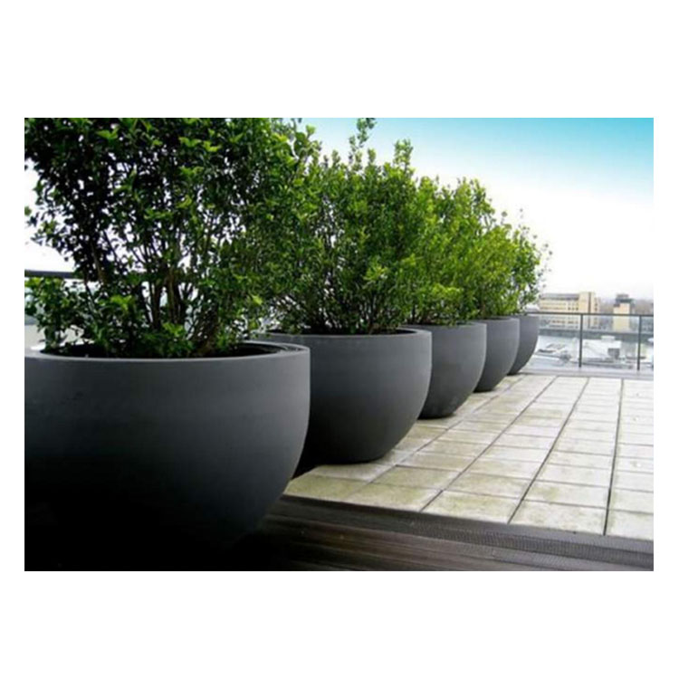 Maceta Ornamental montada en el suelo, macetas de jardín al aire libre, maceta de hormigón, forma cilíndrica gris, tamaño personalizado