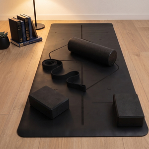 Tapis de <span class=keywords><strong>yoga</strong></span> d'entraînement 6mm/8mm avec lignes d'alignement corporel gravées au laser, surface antidérapante en PU, aide pédagogique pour débutants et yoghis avancés - Product Image 1