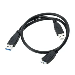USB 3,0 Dual Power Y Shape 2 X Tipo A a Micro B Cable de súper velocidad Discos Duros Externos Conector de cable de extensión