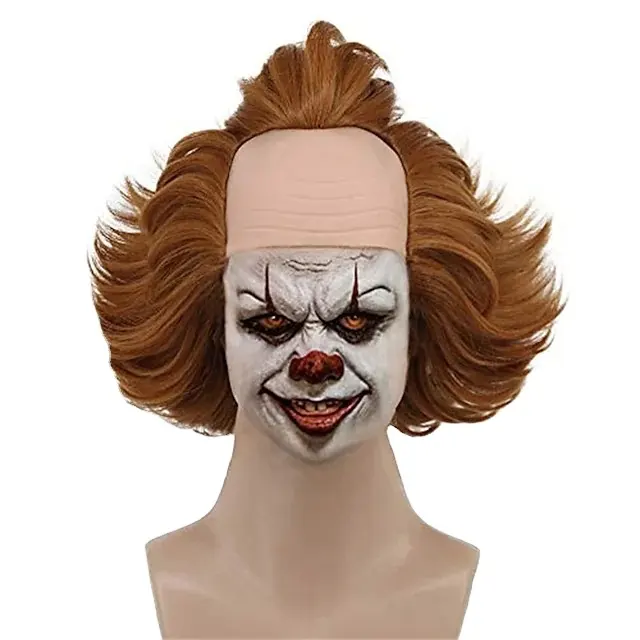 Pennywise-Peluca de cabello 100% humano para hombres, peluquín de cabello de reemplazo, pelucas de encaje, para Halloween