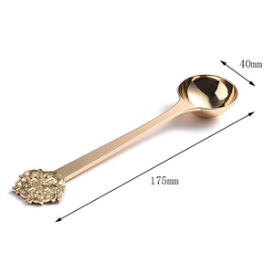 Vente en gros de cuillères doseuses miniatures en acier inoxydable de qualité alimentaire, rondes, avec logo personnalisé, dorées - Product Image 5