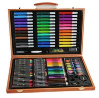 Kit d'art en bois de luxe personnalisé avec pastels à l'huile, aquarelles colorées, crayons à dessin pour la peinture DIY