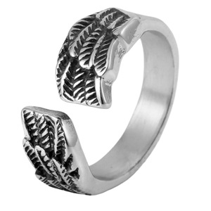 Anillo de Pluma y Titanio para Hombre, Ajustable, Diseño Geométrico con Elemento de Serpiente, Accesorio de Moda - Product Image 5
