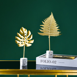 Ornamenti in Metallo Dorato a Forma di Foglia di Banana, Decorazione da Tavolo, Scultura in Metallo, Arte Nordica di Lusso, Accessori per Casa e Ufficio - Product Image 5