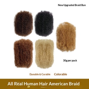 Accessoires pour perruques : Mèches de cheveux humains en soie, style Afro Kinky Bulk Rasta Dreadlocks, pour <span class=keywords><strong>coiffure</strong></span>, peuvent être permanentées, modèle PP-30 - Product Image 2