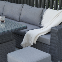 Ensemble de Meubles de Jardin en Rotin Moderne Gris Foncé Zen-yard Étanche, Durable, avec Fauteuil Inclinable, Canapé de Jardin et Table Basse pour Hôtels et Parcs
