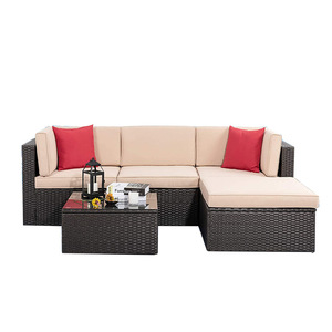 Canapé d'extérieur trois places en rotin <span class=keywords><strong>plastique</strong></span> <span class=keywords><strong>de</strong></span> style européen, imperméable, résistant aux UV, avec rangement, pour balcon, cour et <span class=keywords><strong>jardin</strong></span> - Product Image 5