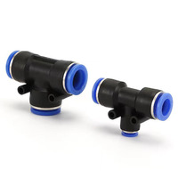 Z-MING ZM 0293 Connecteur de tube réducteur en T pneumatique en plastique bleu PE, raccord rapide, tuyau d'air 4-16MM