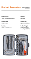 ELEHAND 38 pièces – Kit d'outils compact avec douilles, clé à cliquet Cr-V, embouts de tournevis et douilles à chocs 6 points – Mallette moulée par soufflage – Outils à main