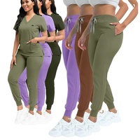 Populaire Afrikaanse nieuwe elastische zachte stof medische scrubsets dames groothandel salon uniform op maat gemaakte scrubsets