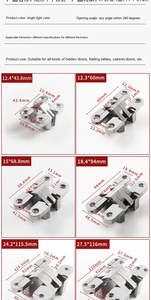 Zinklegierung Chrom-Finish Verdecktes 180-Grad-Scharnier für Schwerlastanwendungen, Kommerzielles 3D-Verstellbares Unsichtbares Türscharnier für Küche und Krankenhaus - Product Image 6