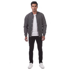 FINER THREADS Custom Cotton Fleece Breathable Stand Collar Winter Varsity <b>Jacket</b> <b>Men's</b> Casual College <b>Baseball</b> OEM Service - Product Image 1