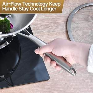 Poêle <span class=keywords><strong>Wok</strong></span> en acier inoxydable Tri-Ply 13 "-Poêle à frire robuste avec couvercle | Passe au lave-vaisselle et au four | Qualité professionnelle de chef - Product Image 4