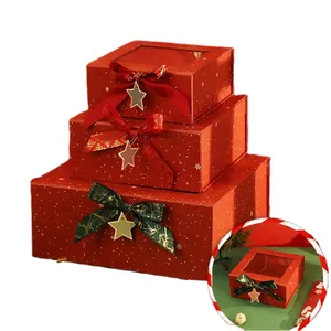 Оптовая продажа, роскошные раскладные складные коробки, Новогодние рождественские подарочные коробки для хранения, улучшенные ленты, бумажная упаковка