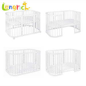 Cuna Musical Convertible 3 en 1 de Madera Natural, Cunas Redondas y Ovaladas para Bebés y Niños, Artículos para Bebés - Product Image 2