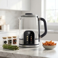 Bouilloire électrique en verre multifonction à double paroi avec écran couleur numérique 1,7 L 1500 W OEM/ODM