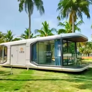 Capsula Spaziale Pieghevole di Lusso Minimalista, Modulo Prefabbricato per Hotel, Pod per Glamping Esterno, Resort, <span class=keywords><strong>Casa</strong></span> Mobile Piccola - Product Image 4