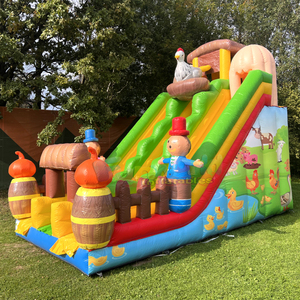 Dual lane outdoor party jumpers large bouncy castle toboggan gonflable <b>inflatable</b> farm slide for kids - Product Image 2