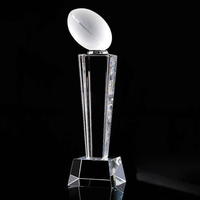 Médailles de football américain et de soccer en cristal K9 vierges, personnalisables avec logo 3D gravé au laser, étanches et imprimées UV, pour les ligues - Vente chaude