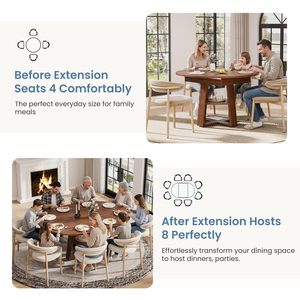 Mesa de Comedor Redonda Moderna SENYU con Estante de Almacenamiento, Muebles para el Hogar de Estilo Escandinavo, Base de Madera Maciza para 6 Personas - Product Image 5