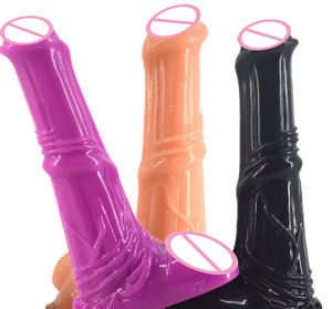 Faak-pene artificial de 5,3 cm <span class=keywords><strong>con</strong></span> tapón anal, pene grande de animal, juguete sexual de pvc, consolador equino de caballo de 10 pulgadas - Product Image 2