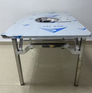 Bàn ăn ngoài trời 2 trong 1 gấp gọn bằng thép không gỉ hình vuông có vỉ nướng kiểu Hàn Quốc, bàn dùng cho nhà hàng và dã ngoại - Product Image 2