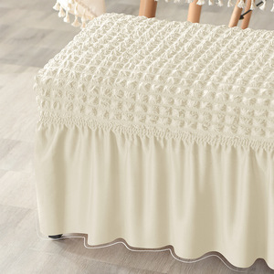 Vente en gros de couverture de banc de salle à manger à grille à bulles épaissie <span class=keywords><strong>simple</strong></span> jupe en seersucker 3D housse anti-poussière élastique pour banc de piano ou canapé - Product Image 6