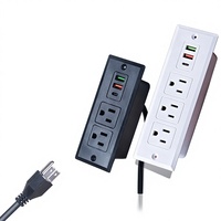 Multiprise de bureau intégrée de style américain avec prise USB Type-C, câble de 1,8 m, 2/3 prises CA