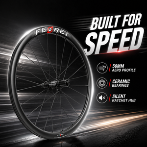 ชุดล้อคาร์บอนไฟเบอร์ 700C ปี 2026 ขนาด 50 มม. แบบแอโร ดิสก์เบรก รองรับยางแบบ Tubeless ความกว้างภายใน 25 มม. สำหรับจักรยานเสือหมอบ รุ่น Q SERIES ยี่ห้อ FEREI - Product Image 2