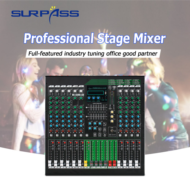 MC1201 12 Channel Professional Sound Audio Mixer Karaoke USB Recording Performance Outdoor Stage  Dj Controller