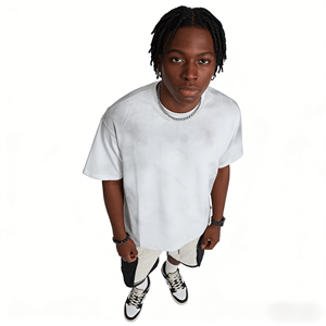 T-shirts décontractés personnalisés pour hommes, style hip-hop, à manches courtes, brodés, délavés à l'acide, 100 % coton tricoté, 280 grammes, respirants, vierges - Product Image 4