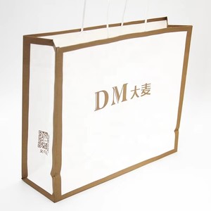 Sac en papier <span class=keywords><strong>Euro</strong></span> Tote personnalisé imprimé sur mesure, blanc mat laminé, avec bord doré - Product Image 3